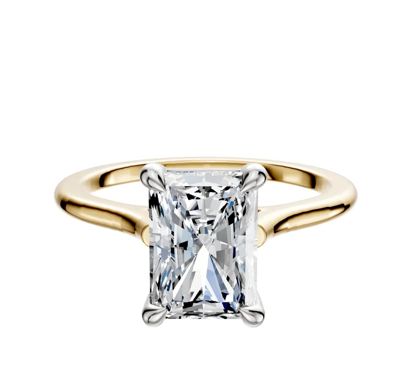 14K Two Tone 4 Prong Basket Cathedral Dome 1.5mm Engagement Ring made by Effy