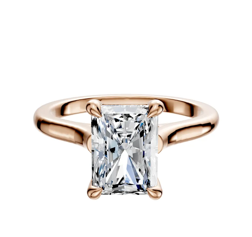 18K Rose Gold 4 Prong Basket Cathedral Dome 2.0mm Engagement Ring made by Effy