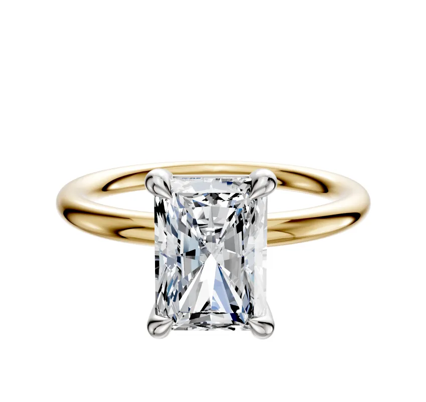 18K Two Tone 4 Prong Basket Classic Dome 2.0mm Engagement Ring made by Effy