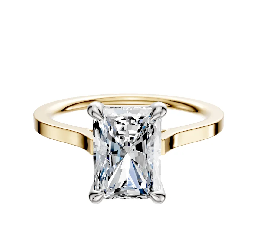 14K Two Tone 4 Prong Basket Cathedral Flat 1.5mm Engagement Ring sold by Effy