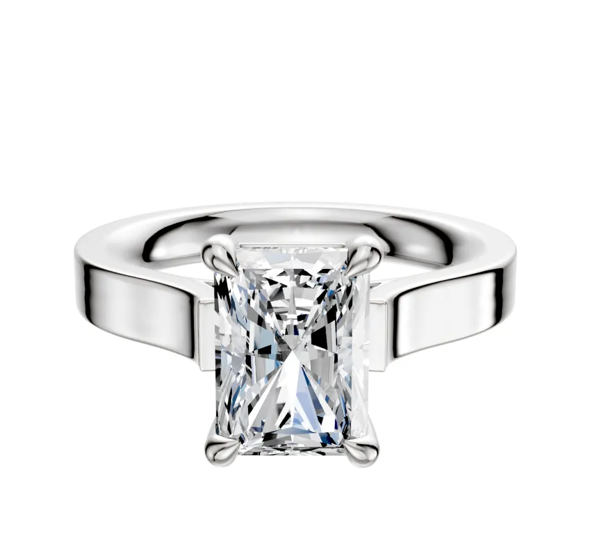 14K White Gold 4 Prong Basket Cathedral Flat 3.0mm Engagement Ring sold by Effy