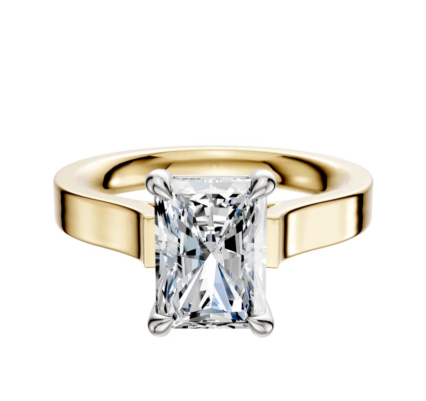 14K Two Tone 4 Prong Basket Cathedral Flat 3.0mm Engagement Ring sold by Effy