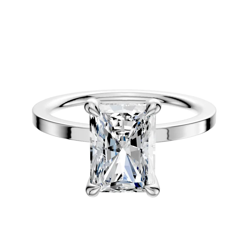 18K White Gold 4 Prong Basket Classic Flat 1.5mm Engagement Ring made by Effy
