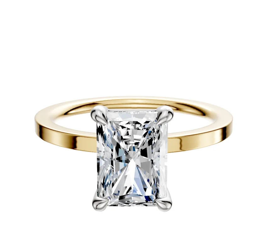 18K Two Tone 4 Prong Basket Classic Flat 1.5mm Engagement Ring made by Effy