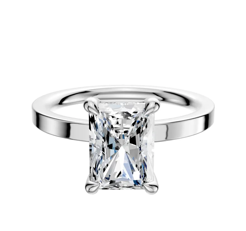 14K White Gold 4 Prong Basket Classic Flat 2.0mm Engagement Ring made by Effy