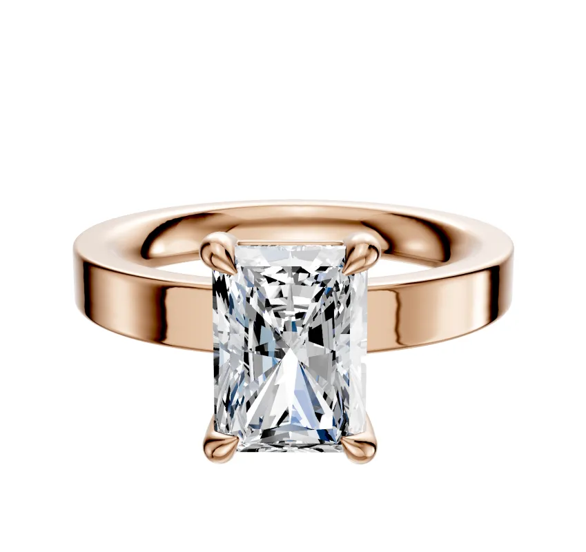 14K Rose Gold 4 Prong Basket Classic Flat 3.0mm Engagement Ring made by Effy