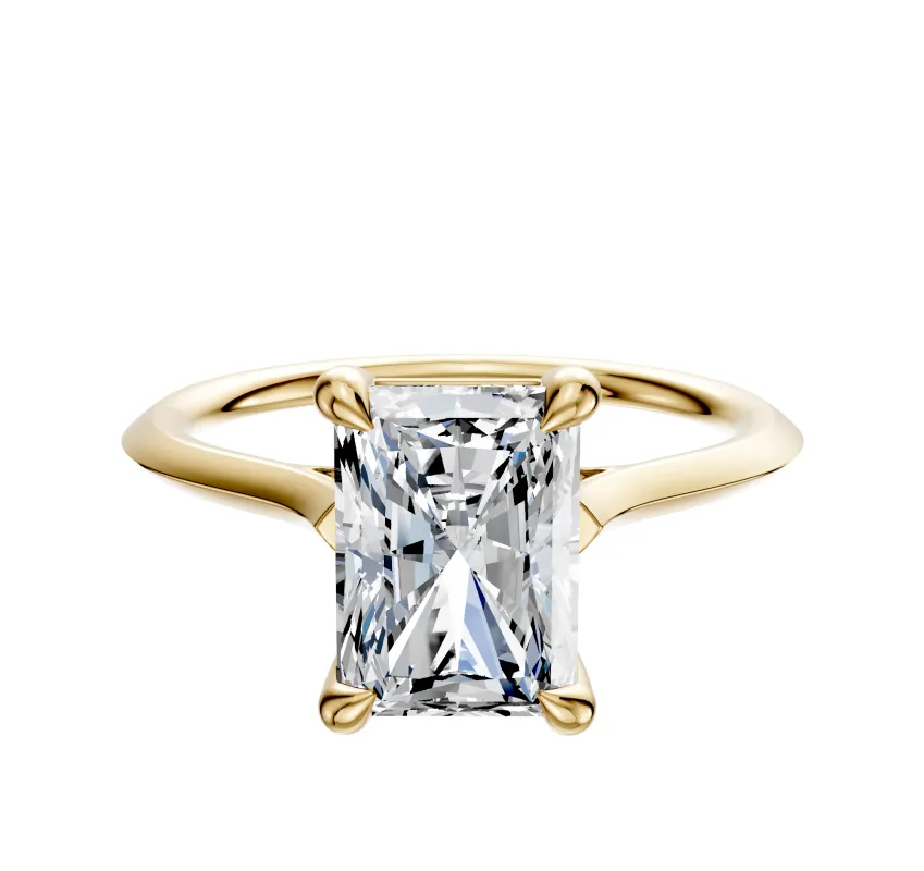 14K Yellow Gold 4 Prong Basket Cathedral Knife Edge 1.5mm Engagement Ring made by Effy