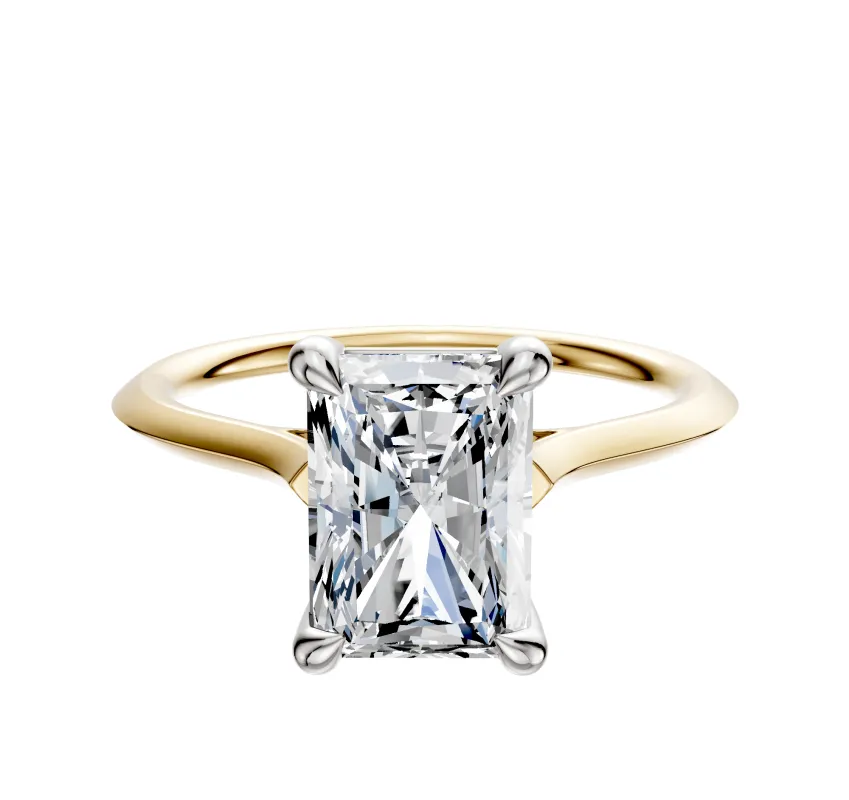 18K Two Tone 4 Prong Basket Cathedral Knife Edge 1.5mm Engagement Ring sold by Effy