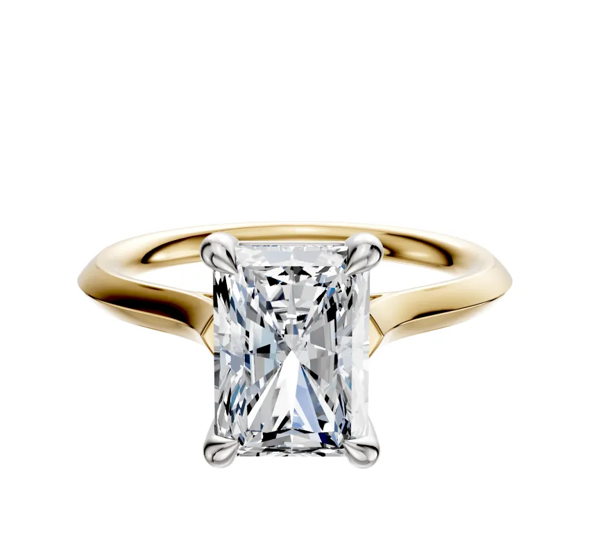 14K Two Tone 4 Prong Basket Cathedral Knife Edge 2.0mm Engagement Ring sold by Effy