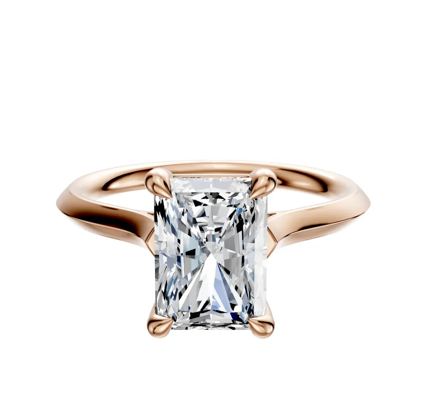 14K Rose Gold 4 Prong Basket Cathedral Knife Edge 2.0mm Engagement Ring made by Effy