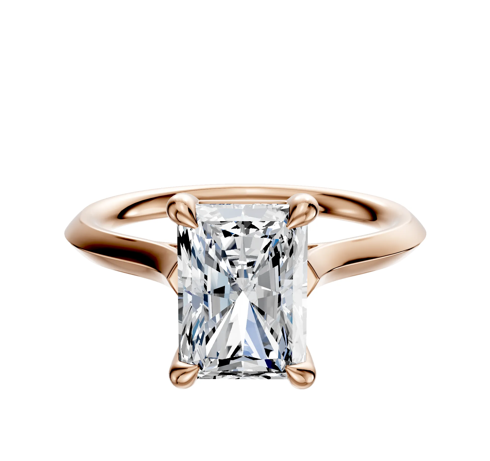 14K Rose Gold 4 Prong Basket Cathedral Knife Edge 2.0mm Engagement Ring sold by Effy
