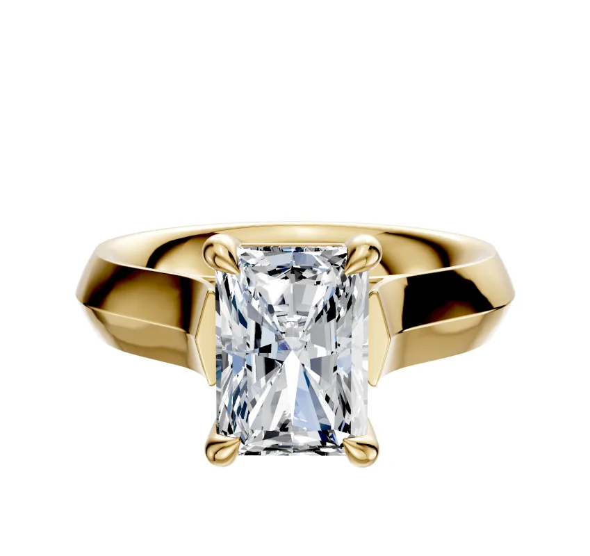 14K Yellow Gold 4 Prong Basket Cathedral Knife Edge 4.0mm Engagement Ring sold by Effy