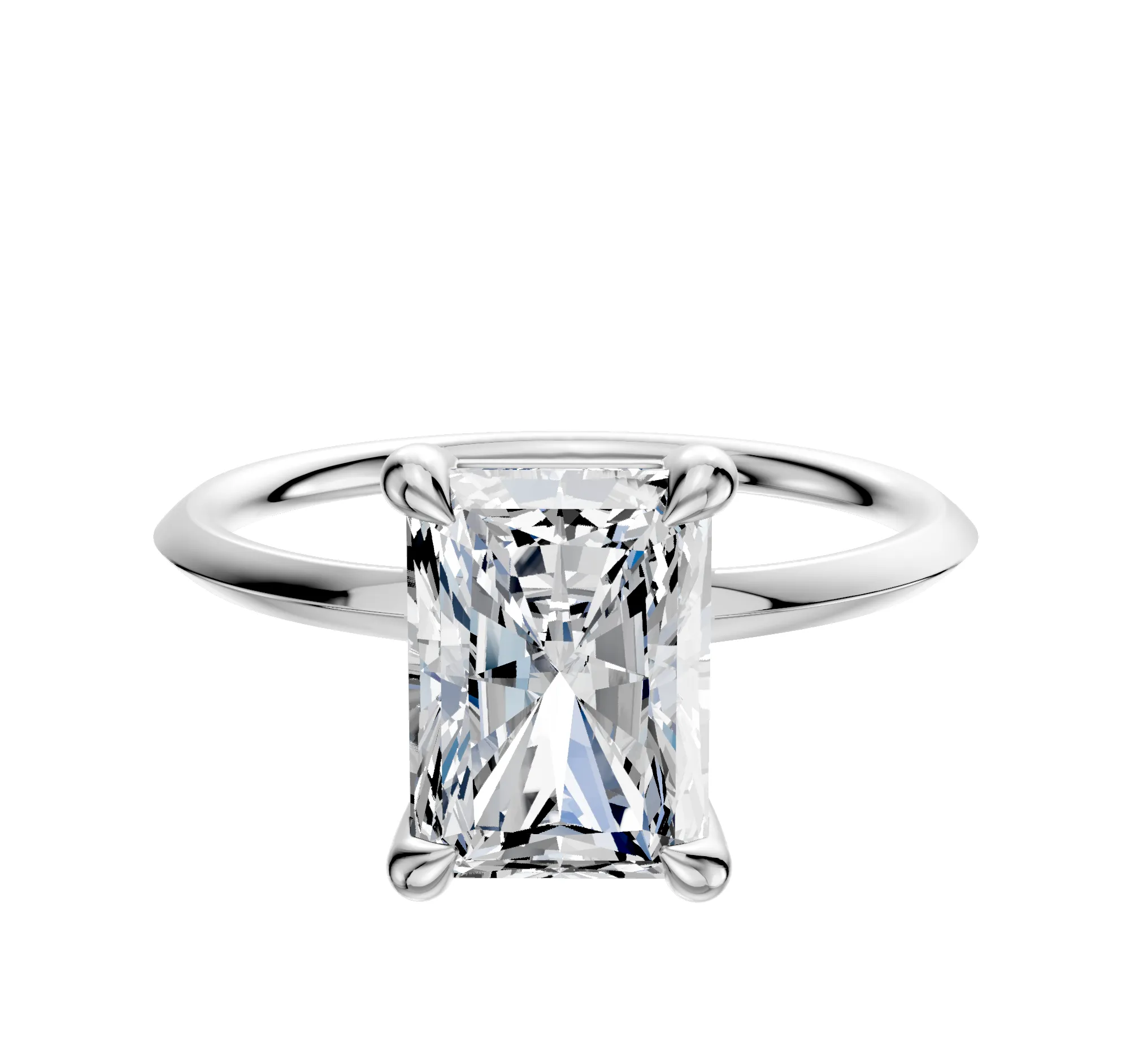 18K White Gold 4 Prong Basket Classic Knife Edge 1.5mm Engagement Ring sold by Effy