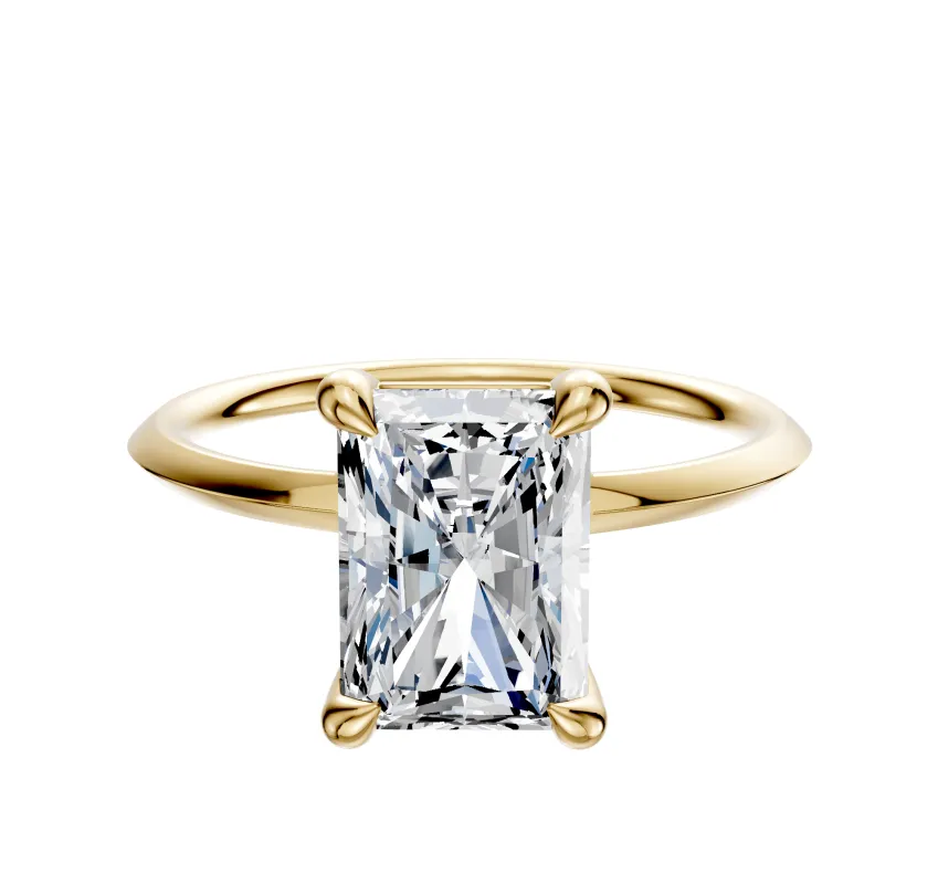 18K Yellow Gold 4 Prong Basket Classic Knife Edge 1.5mm Engagement Ring made by Effy