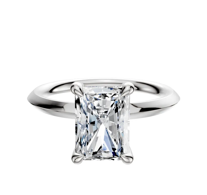 14K White Gold 4 Prong Basket Classic Knife Edge 2.0mm Engagement Ring made by Effy