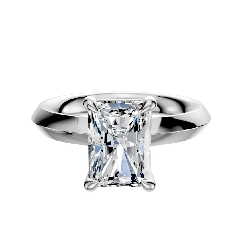 14K White Gold 4 Prong Basket Classic Knife Edge 3.0mm Engagement Ring made by Effy