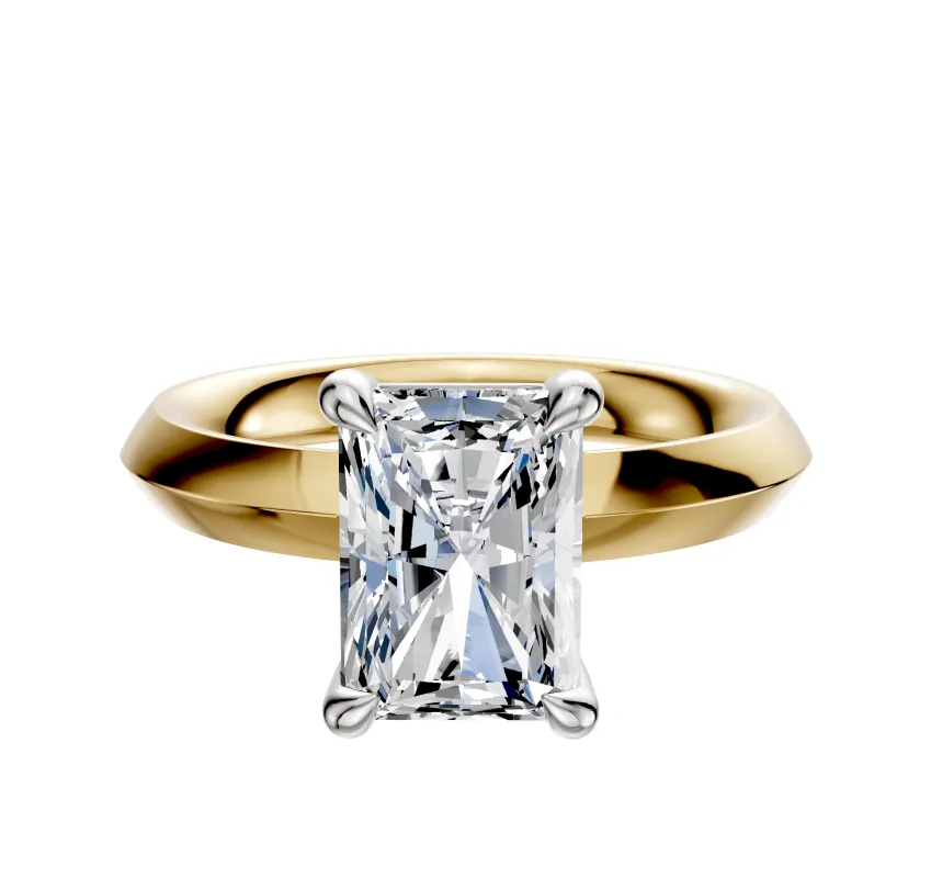 18K Two Tone 4 Prong Basket Classic Knife Edge 3.0mm Engagement Ring sold by Effy