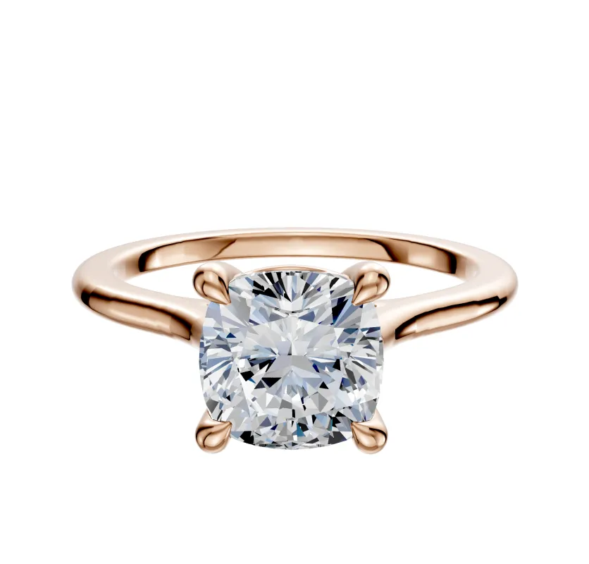 18K Rose Gold 4 Prong Basket Cathedral Dome 1.5mm Engagement Ring made by Effy
