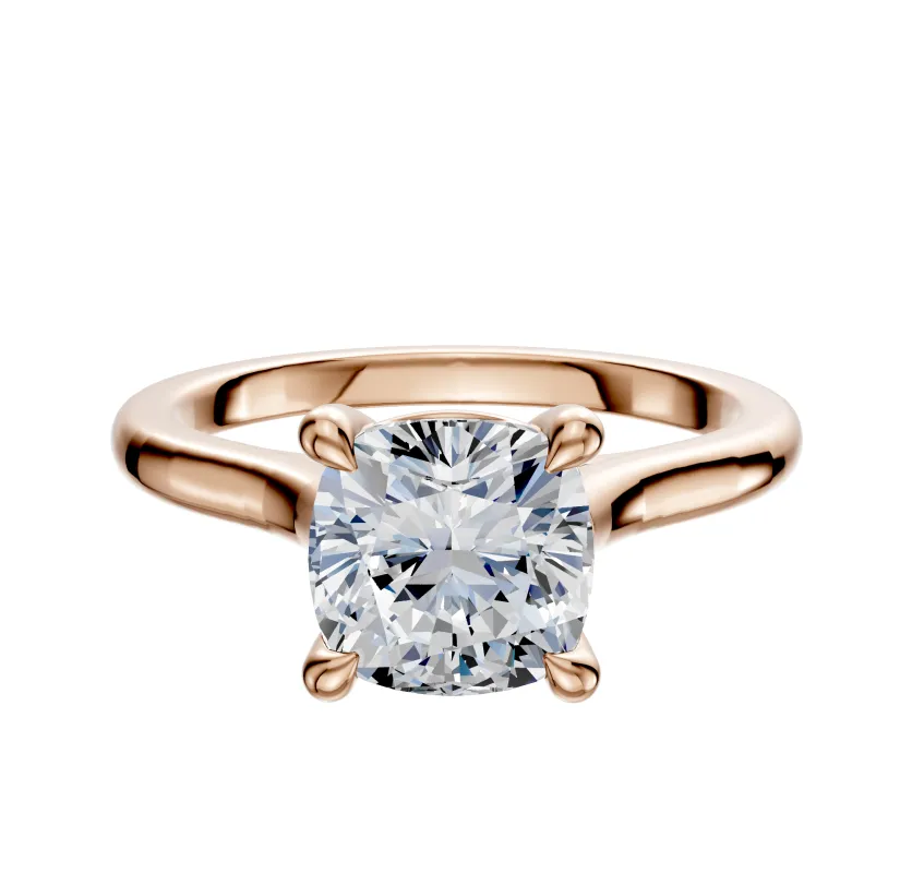 14K Rose Gold 4 Prong Basket Cathedral Dome 2.0mm Engagement Ring made by Effy