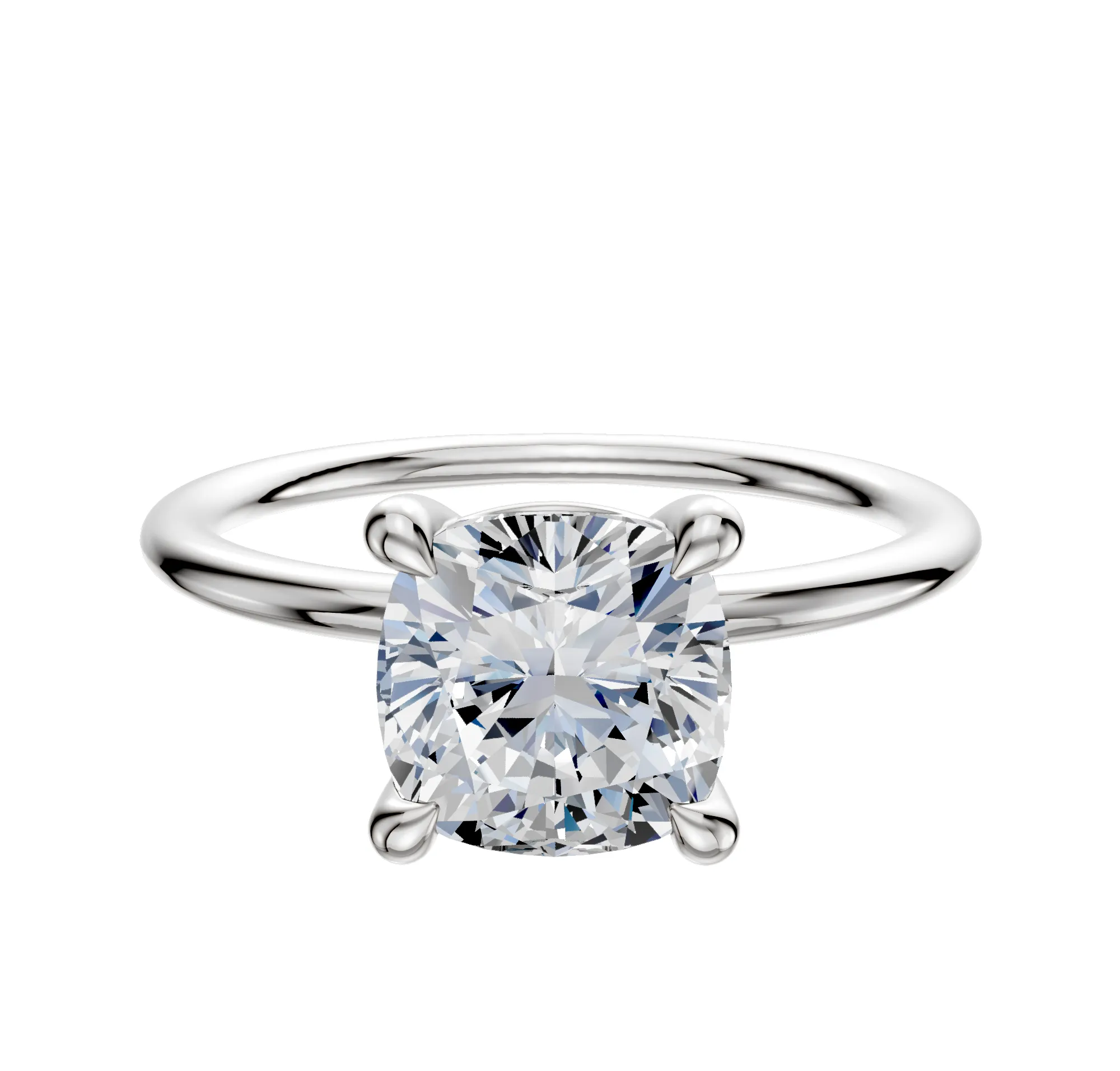 14K White Gold 4 Prong Basket Classic Dome 1.5mm Engagement Ring sold by Effy