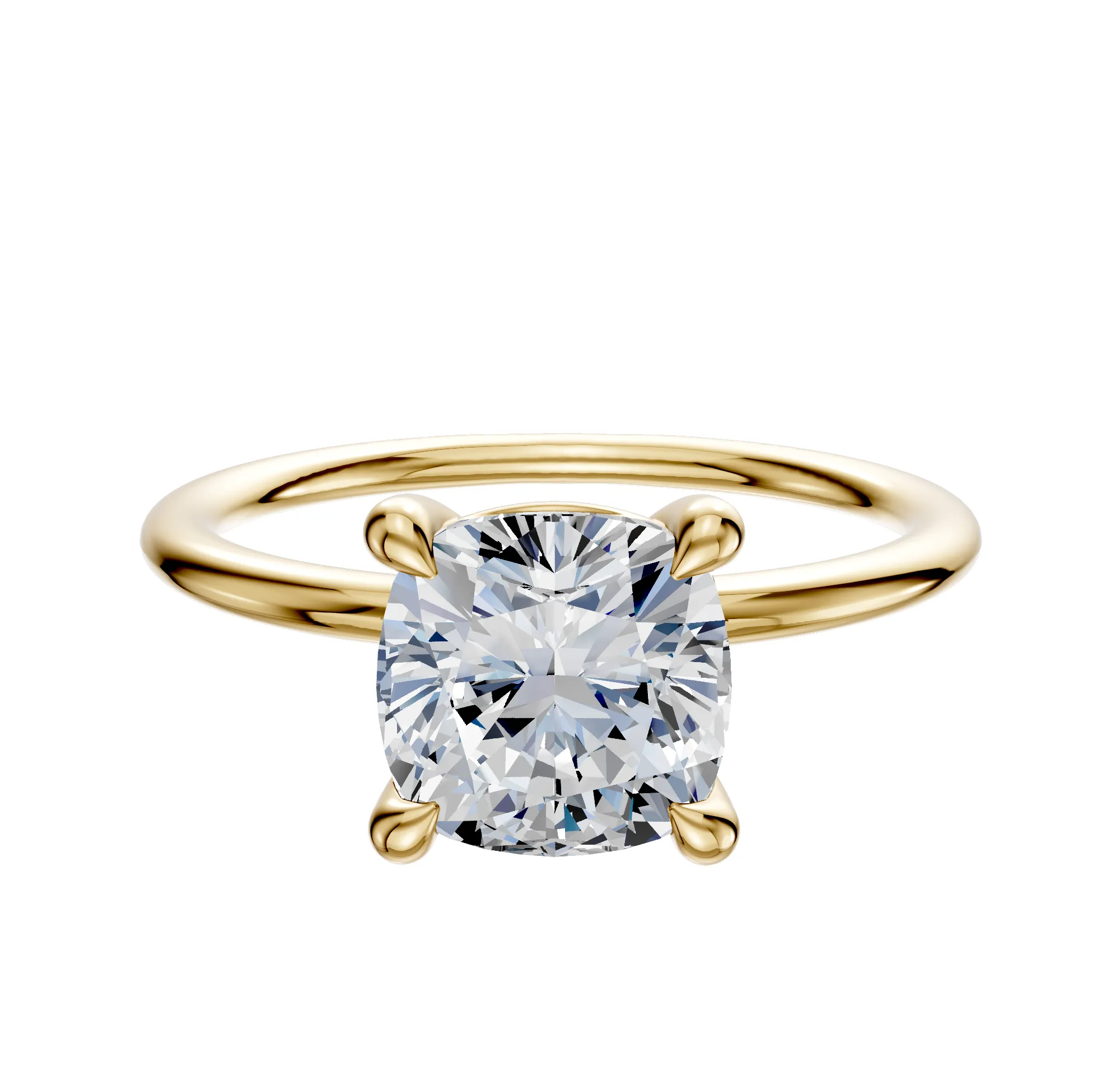 18K Yellow Gold 4 Prong Basket Classic Dome 1.5mm Engagement Ring sold by Effy