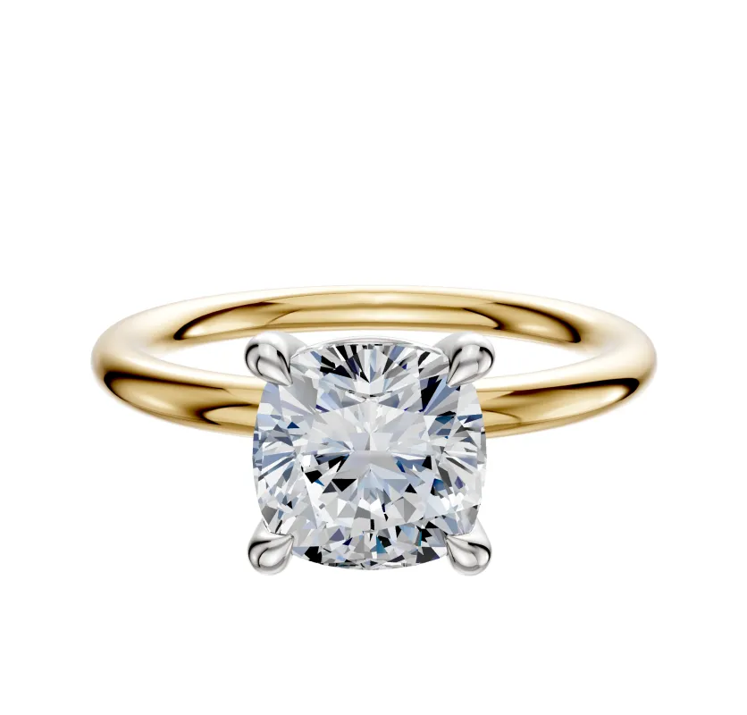 18K Two Tone 4 Prong Basket Classic Dome 2.0mm Engagement Ring sold by Effy