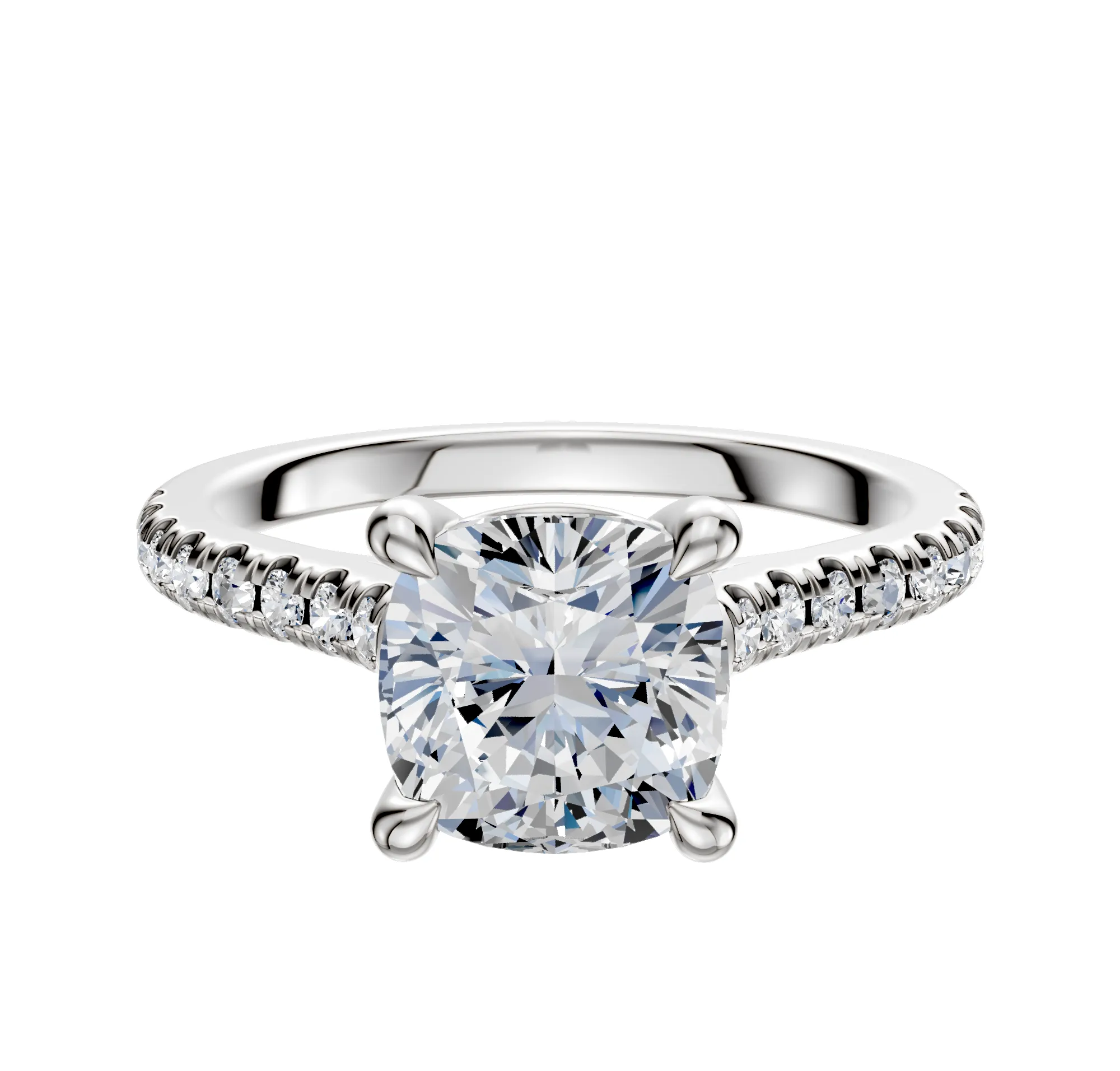 14K White Gold 4 Prong Basket Cathedral Dome 1-Row-Pave 2.5mm Engagement Ring sold by Effy
