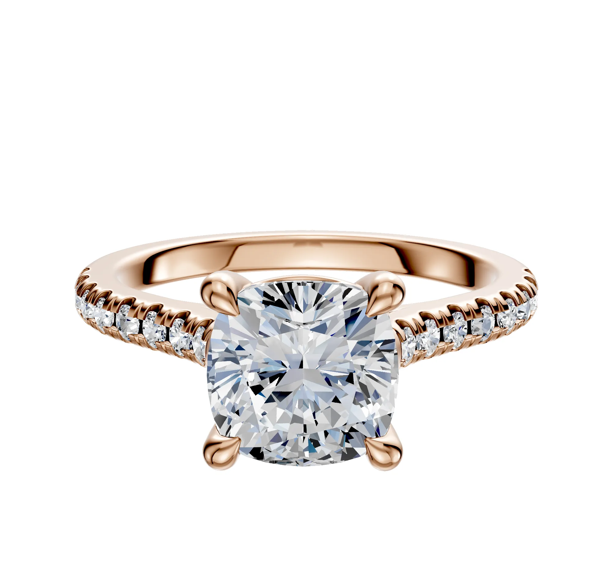 14K Rose Gold 4 Prong Basket Cathedral Dome 1-Row-Pave 2.5mm Engagement Ring sold by Effy