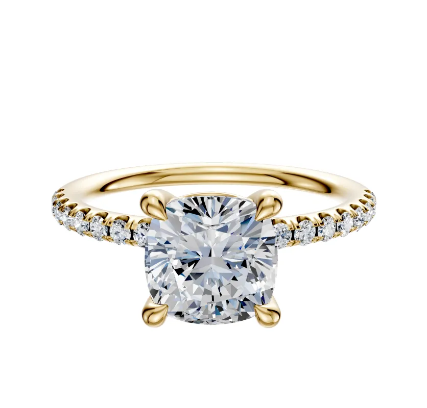 18K Yellow Gold 4 Prong Basket Classic Dome 1-Row-Pave 2.5mm Engagement Ring sold by Effy