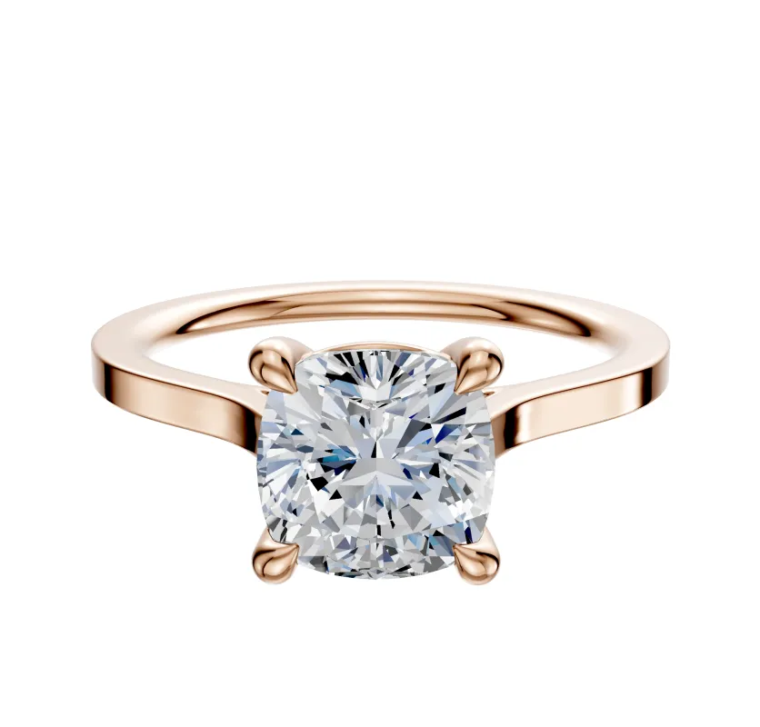 14K Rose Gold 4 Prong Basket Cathedral Flat 1.5mm Engagement Ring made by Effy