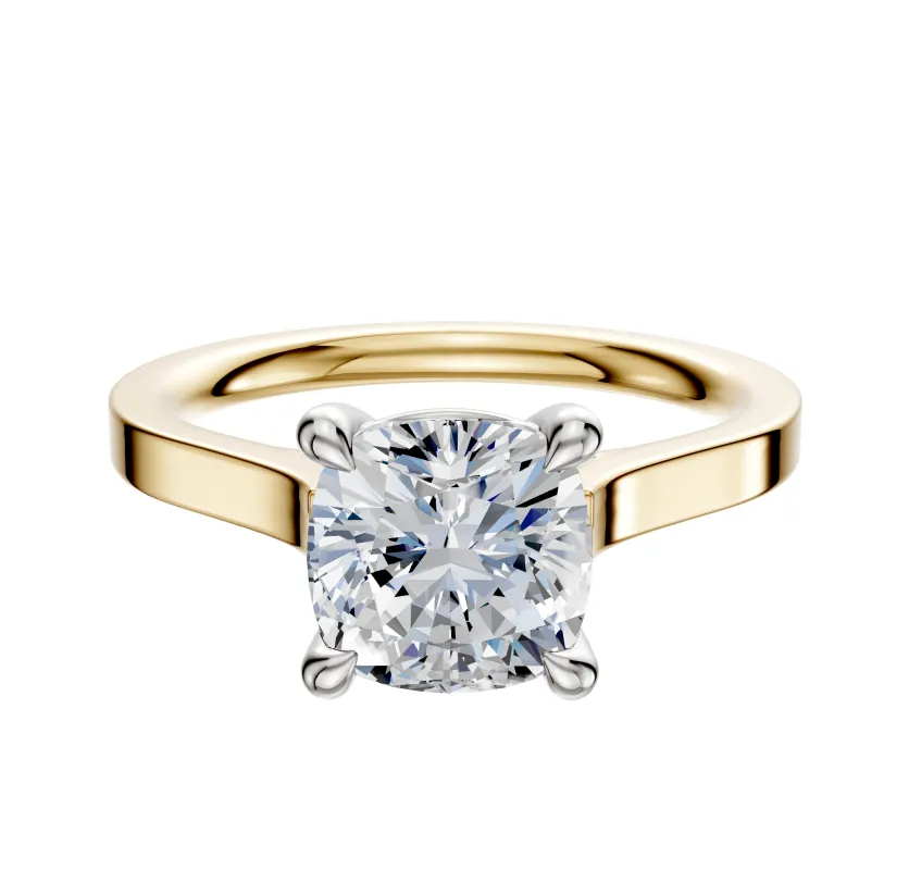 18K Two Tone 4 Prong Basket Cathedral Flat 2.0mm Engagement Ring sold by Effy
