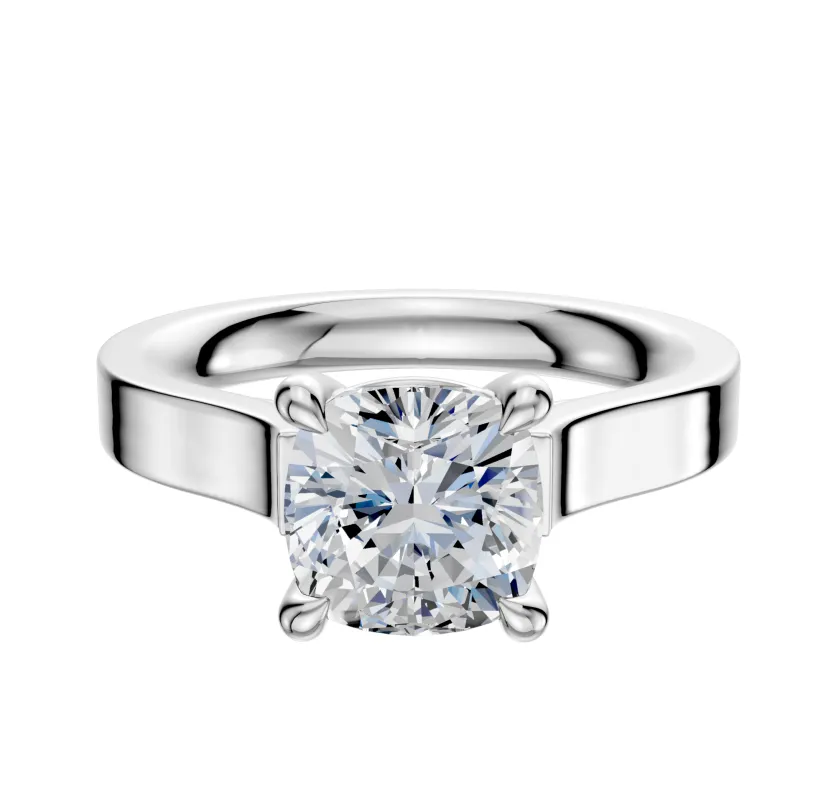 Platinum 4 Prong Basket Cathedral Flat 3.0mm Engagement Ring sold by Effy