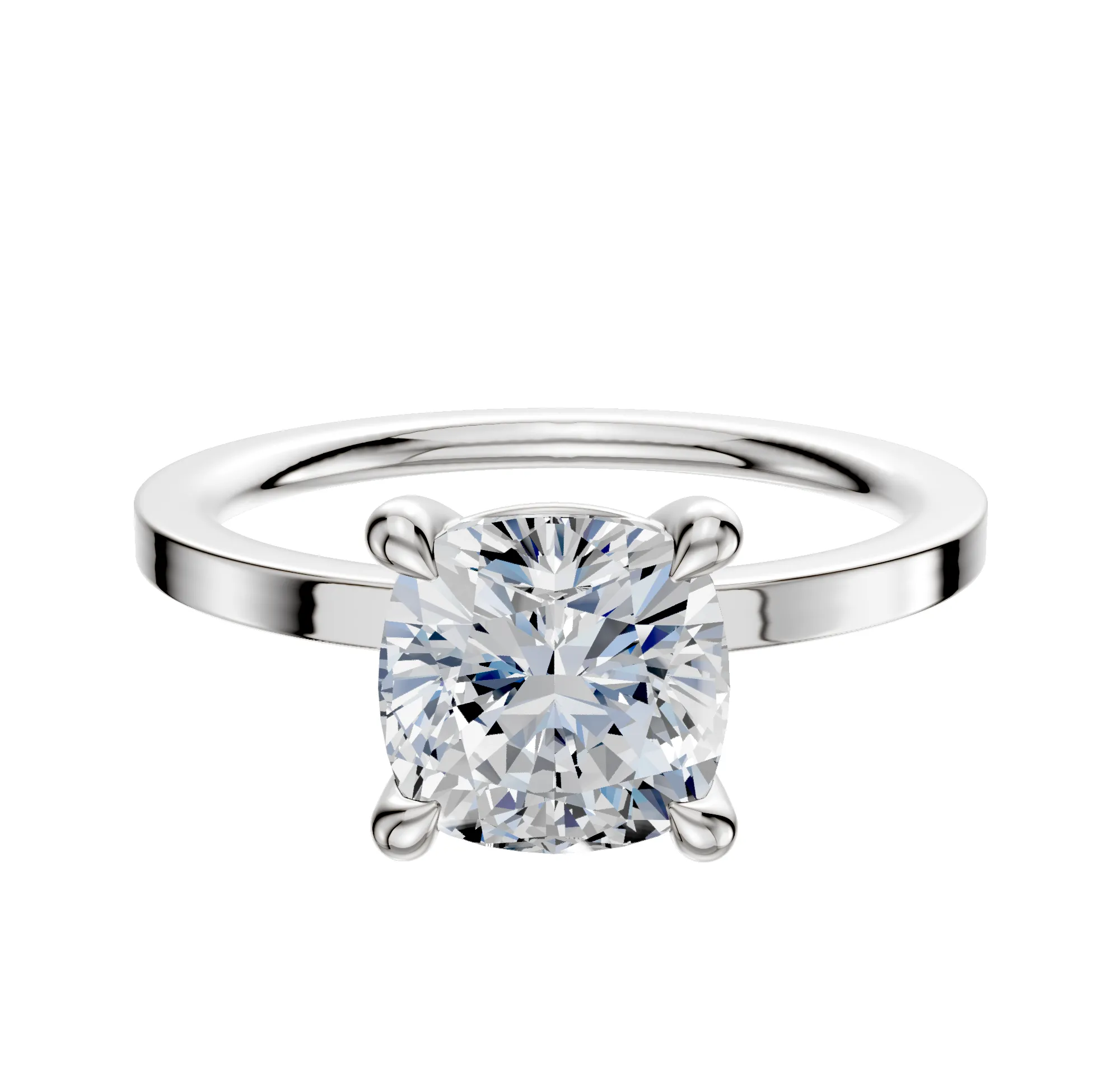 18K White Gold 4 Prong Basket Classic Flat 1.5mm Engagement Ring sold by Effy