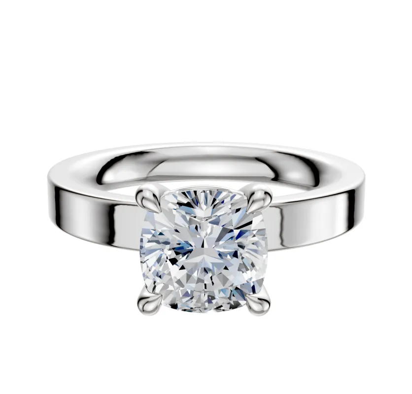 14K White Gold 4 Prong Basket Classic Flat 3.0mm Engagement Ring made by Effy