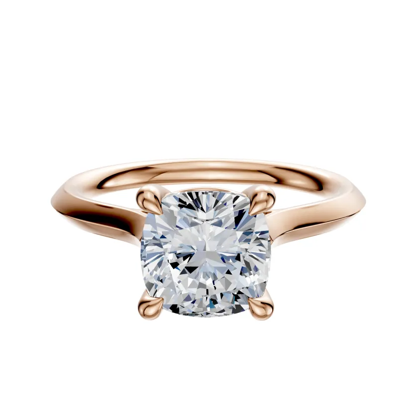 14K Rose Gold 4 Prong Basket Cathedral Knife Edge 2.0mm Engagement Ring made by Effy