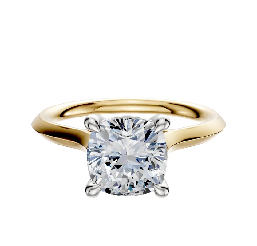 18K Two Tone 4 Prong Basket Cathedral Knife Edge 2.0mm Engagement Ring sold by Effy