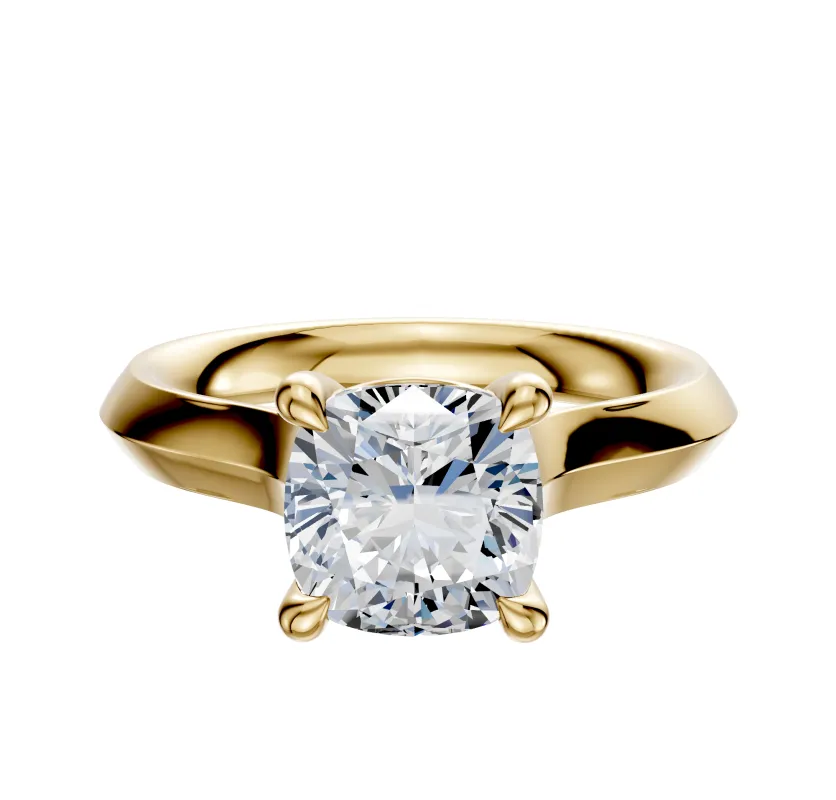 18K Yellow Gold 4 Prong Basket Cathedral Knife Edge 3.0mm Engagement Ring sold by Effy