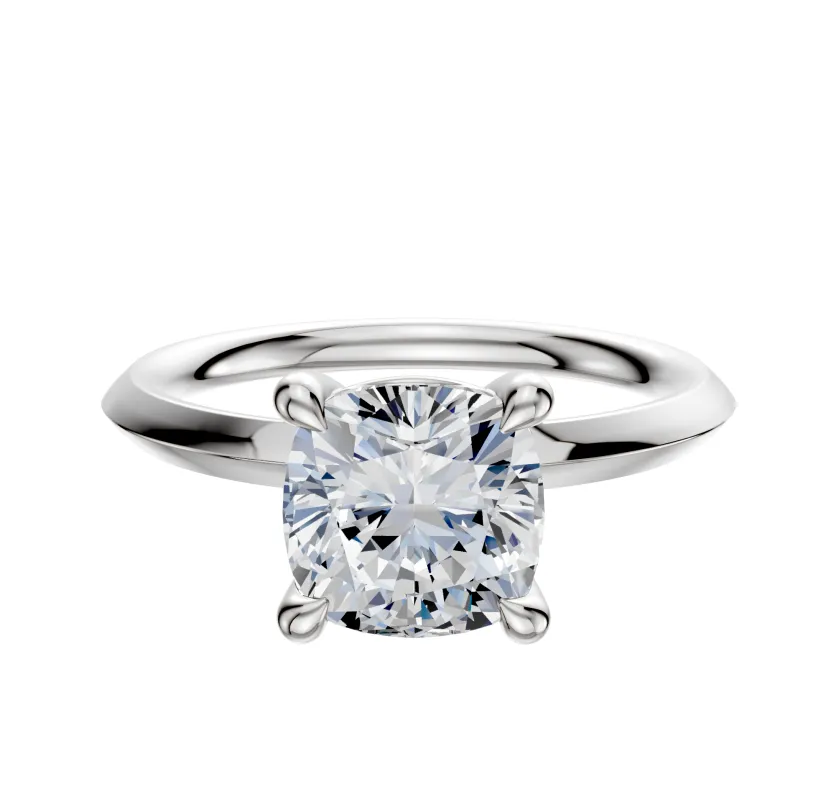 14K White Gold 4 Prong Basket Classic Knife Edge 2.0mm Engagement Ring made by Effy