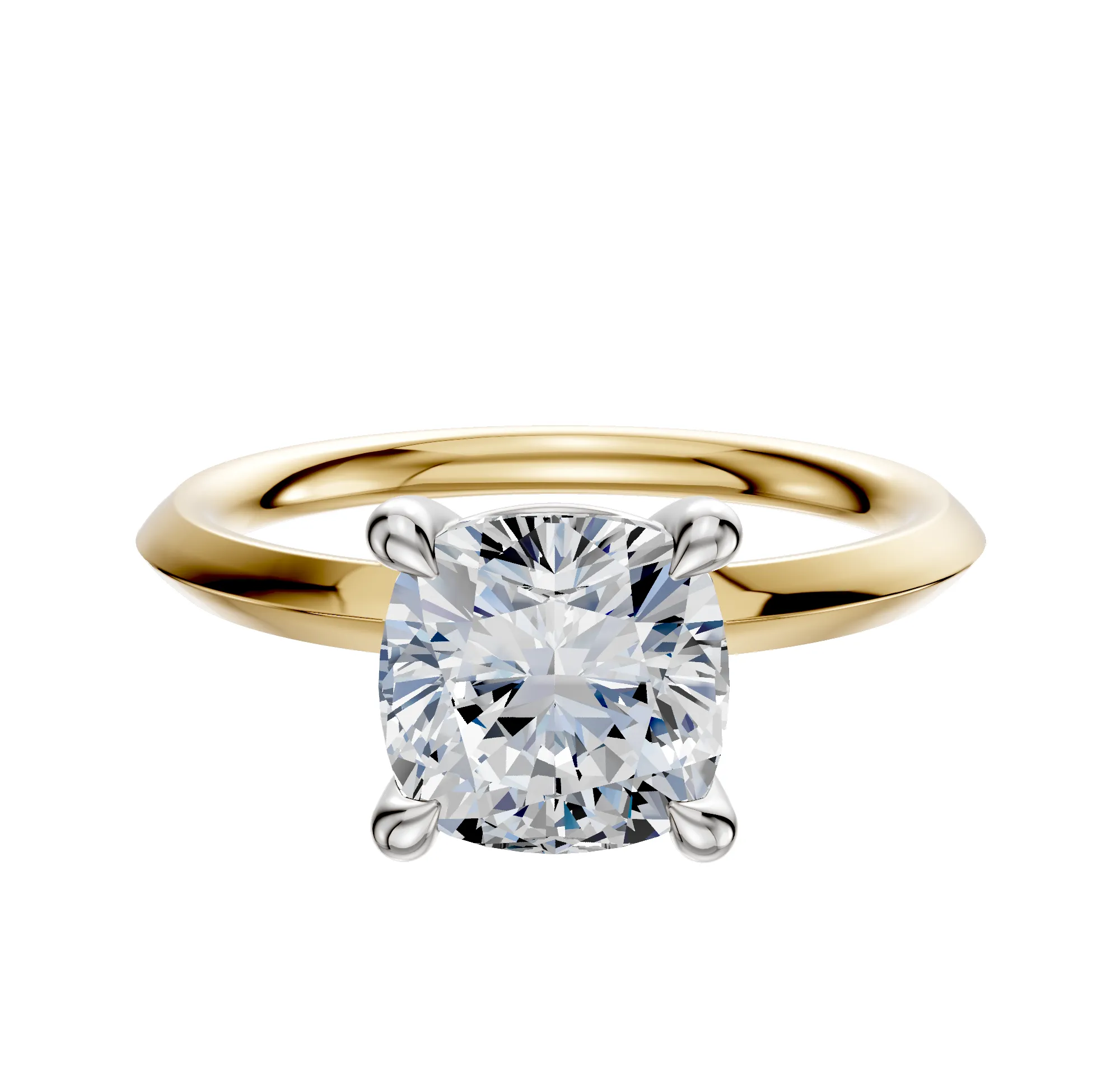 14K Two Tone 4 Prong Basket Classic Knife Edge 2.0mm Engagement Ring sold by Effy