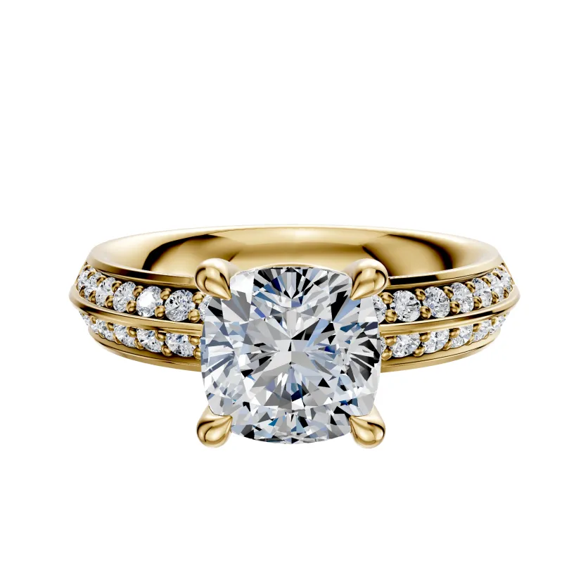 14K Yellow Gold 4 Prong Basket Classic Knife Edge 1-Row-Pave 2.5mm Engagement Ring sold by Effy