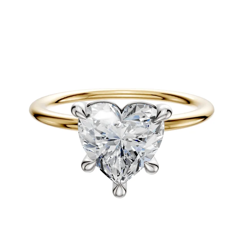 18K Two Tone 4 Prong Basket Classic Dome 1.5mm Engagement Ring made by Effy