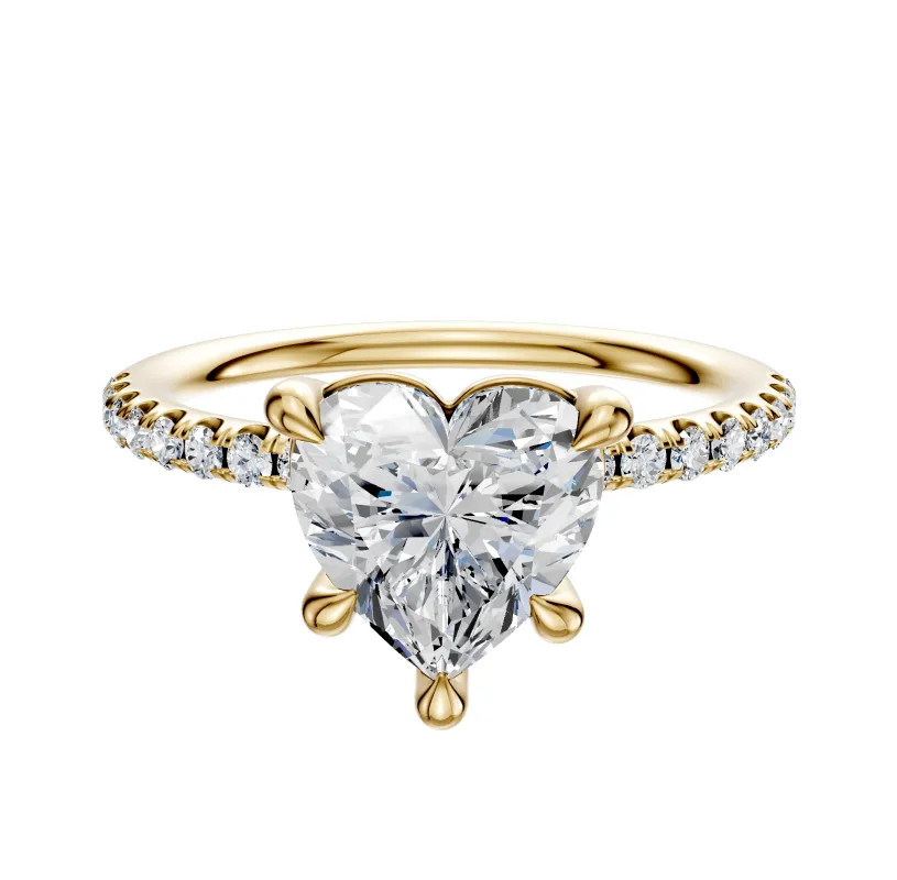 18K Yellow Gold 4 Prong Basket Classic Dome 1-Row-Pave 2.5mm Engagement Ring made by Effy
