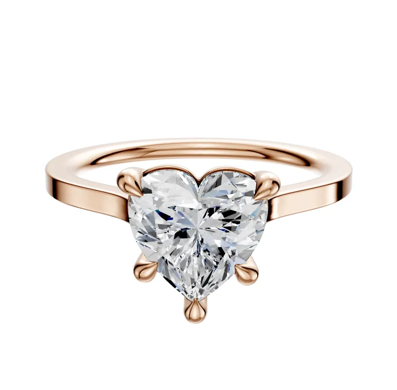 18K Rose Gold 4 Prong Basket Cathedral Flat 1.5mm Engagement Ring made by Effy