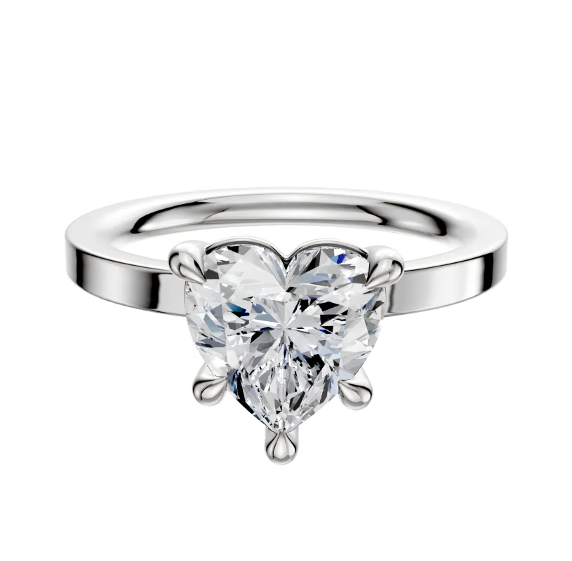 14K White Gold 4 Prong Basket Classic Flat 2.0mm Engagement Ring made by Effy