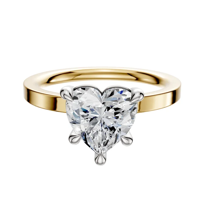 14K Two Tone 4 Prong Basket Classic Flat 2.0mm Engagement Ring made by Effy