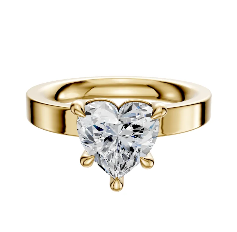 18K Yellow Gold 4 Prong Basket Classic Flat 3.0mm Engagement Ring made by Effy