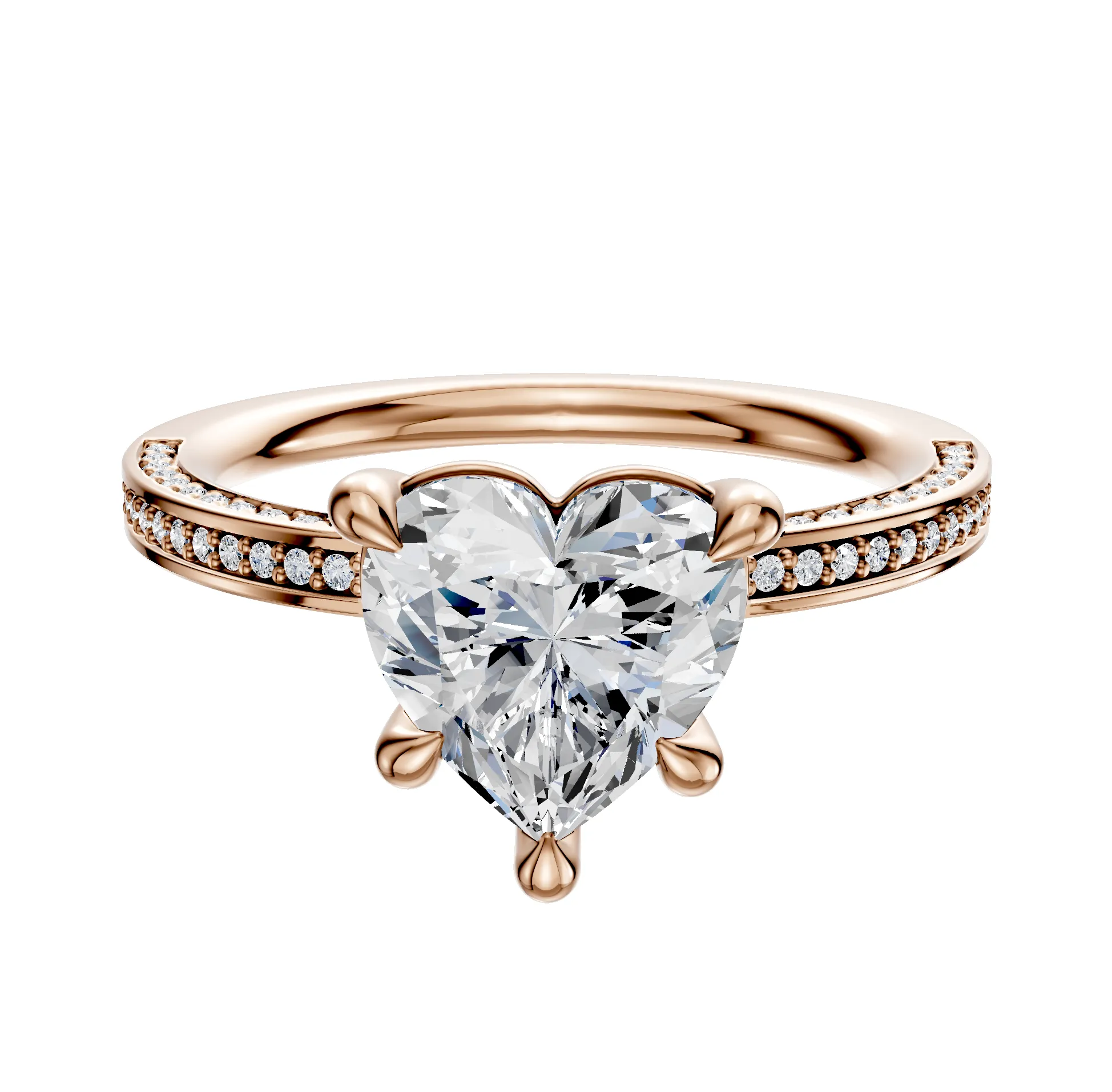 18K Rose Gold 4 Prong Basket Classic Flat 3-Row-Pave 2.0mm Engagement Ring sold by Effy
