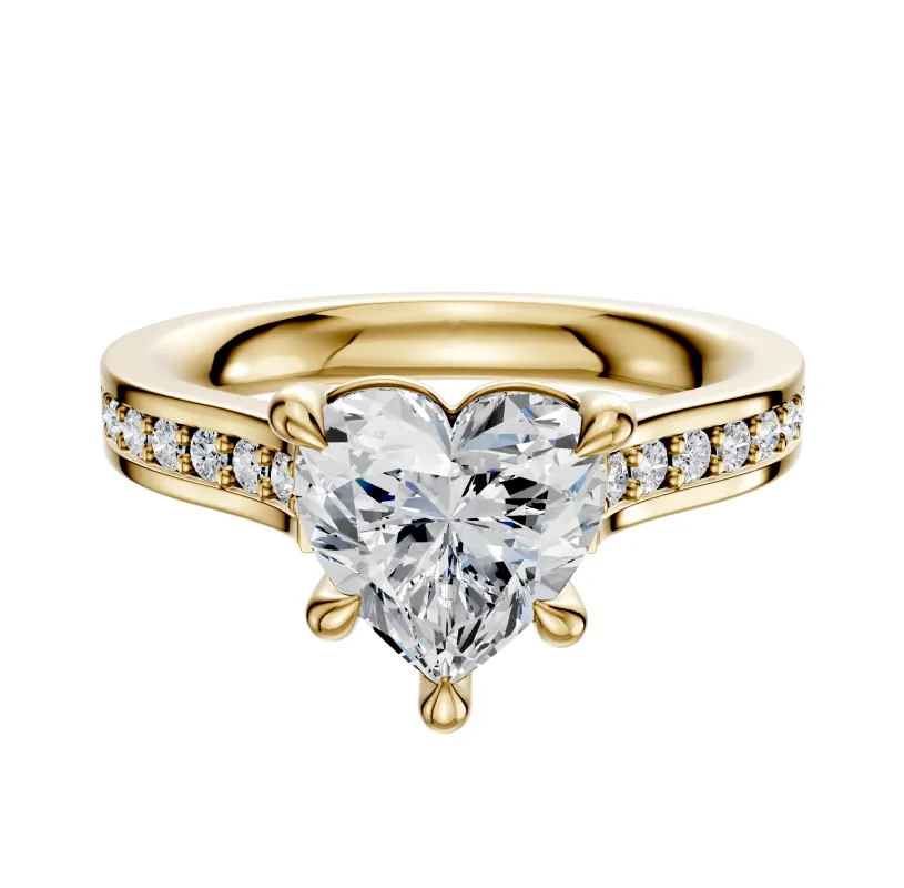 14K Yellow Gold 4 Prong Basket Cathedral Flat 1-Row-Pave 2.5mm Engagement Ring sold by Effy