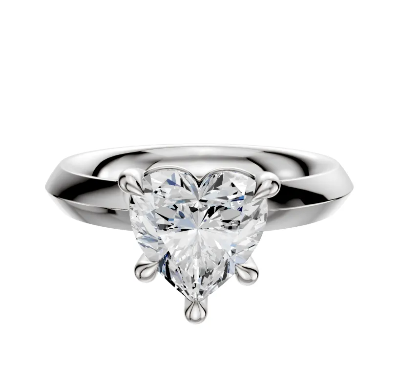 14K White Gold 4 Prong Basket Classic Knife Edge 3.0mm Engagement Ring made by Effy
