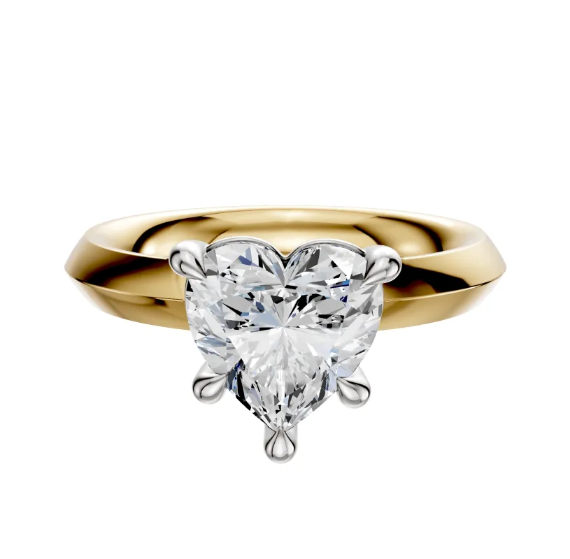 18K Two Tone 4 Prong Basket Classic Knife Edge 3.0mm Engagement Ring made by Effy